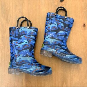 Kids Blue Shark Rain Boots